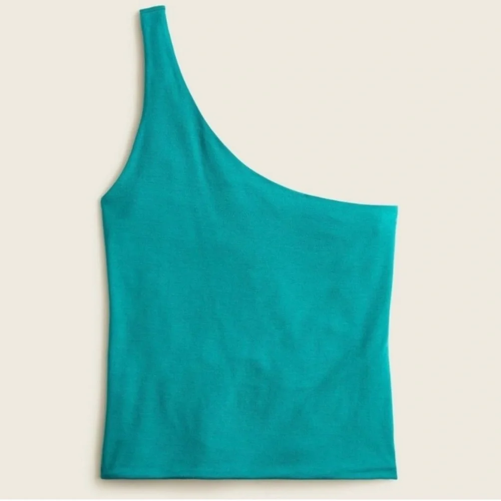J. Crew Teal One Shoulder Stretch Modal Tank Top Size S